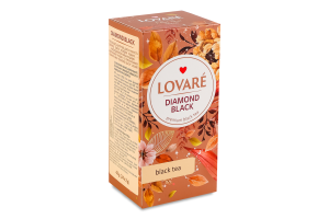 Бленд чаю чорного цейлонського та кенійського байхового дрібного Diamond black Lovare к/у 24х2г