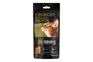 Ласощі д/вибагливих котів Snacks Crunchy Balls з котячою м'ятою 60г д/п Savory