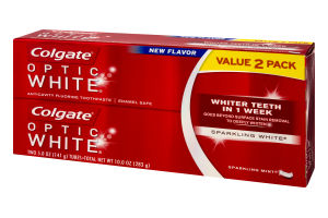 Colgate Anticavity Fluoride Toothpaste Optic White Sparkling White - 2 PK