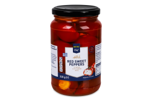 Перец сладкий красный черри маринованный фаршированный мягким сыром в подсолнечном масле Metro Chef с/б 320г