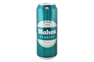 Пиво 500мл 4.8% світле фільтроване пастеризоване Clasica Mahou з/б
