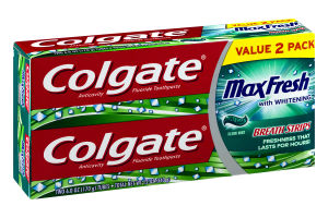 Colgate MaxFresh With Whitening Toothpaste Clear Mint Value Pack - 2 PK