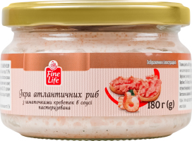 Икра атлантических рыб с кусочками креветок в соусе пастеризованная Fine Life с/б 180г