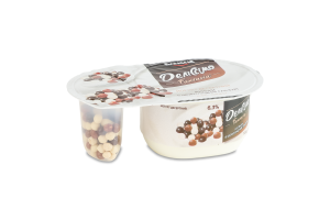 Йогурт 6.3% десертный 91г + шарики злаковые в шоколадной глазури 9г Fantasia Деліссімо ст 100г