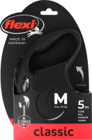 Повідець-рулетка д/собак до 20кг New Classic чорний трос р.M 5м Flexi