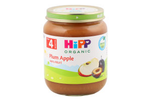 Пюре фруктовое для детей от 4мес пастеризованное Слива-яблоко Organic Hipp с/б 125г