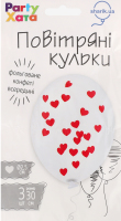 Кулька латексна Серця червоні з конфеті 3шт 1111-5581 Паті Хата