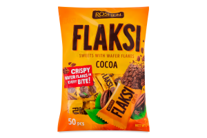 Конфеты с вафельными хлопьями Какао Flaksi Roshen м/у 500г