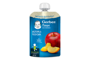 Пюре фруктовое для детей от 6мес пастеризованное Яблоко-персик Gerber д/п 150г