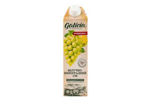 Сік неосвітлений пастеризований яблучно-виноградний Galicia т/п 1л