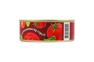 Лосось атлантичний в томатному соусі 230г ж/б з ключем Банга