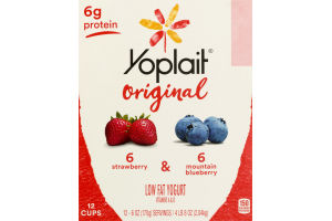 Yoplait Original Low Fat Yogurt Strawberry & Mountain Blueberry - 12 CT