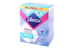 Прокладки щоденні гігієнічні поглинаючі Long Dailies V-Protection&Freshness Libresse 50шт