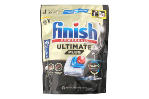 Капсулы для мытья посуды в посудомоечных машинах All in 1 Ultimate Plus Powerball Finish 45шт