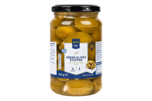 Оливки зеленые фаршированные мягким сыром в подсолнечном масле пастеризованные Metro Chef с/б 320г
