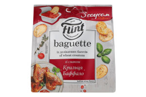 Сухарики пшеничні Крильця Баффало 50г + соус Кисло-солодкий 15г Baguette Flint м/у 65г
