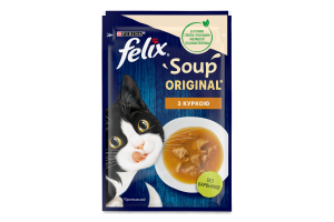 Корм консервированный дополнительный для взрослых котов с курицей Суп Felix д/п 48г