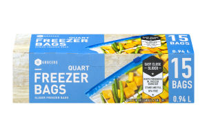 SE Grocers Slider Freezer Bags Quart - 15 CT