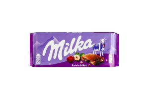 Шоколад молочний з родзинками та подрібненим фундуком Milka м/у 90г