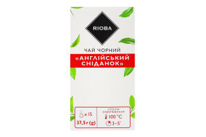Чай чорний байховий листовий купаж Англійський сніданок RIOBA в/с к/у 15х2.5г