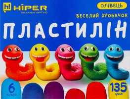 Пластилін Веселий хробачок 6кольорів 135г Хіпер