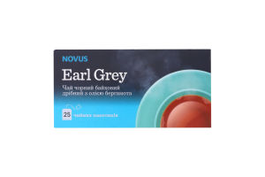Чай черный байховый мелкий с маслом бергамота Earl Grey Novus к/у 25х1.5г