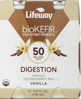 Lifeway bioKEFIR Organic Cultured Nonfat Milk Vanilla - 4 CT