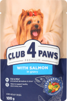 Корм д/дорослих собак мініатюрних та малих порід Premium з лососем в соусі 100г пауч Club 4 Paws