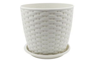 Горщик д/квітів Ротанг світло-бежевий з підставкою 16*15см арт114056 Алеана