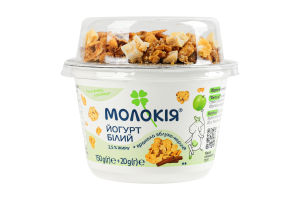 Йогурт 2.5% Белый 150г + гранола Яблоко-корица 20г Молокія ст 170г