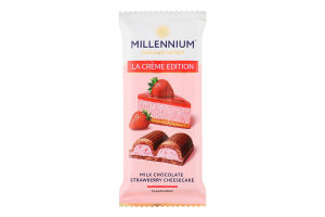 Шоколад молочний з кремовою начинкою зі смаком Полуничний чізкейк La creme edition Millennium м/у 100г