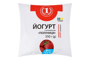 Йогурт питний з наповнювачем Полуниця 1,5% 350г п/е ТМ "1"