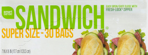 Smart Sense Sandwich Bags Super Size - 30 CT