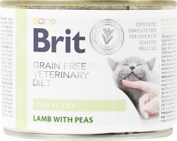 Корм д/котів Діабетс при цукровому діабеті з ягням та горохом 200г ж/б Бріт ВетДієтс