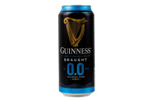 Пиво 440мл 0% безалкогольное темное пастеризованное Draught Guinness ж/б