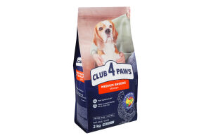 Корм сухой полнорационный для взрослых собак средних пород Premium Club 4 Paws м/у 2кг