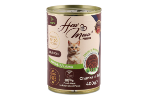 Корм д/дорослих котів з ягням 400г ж/б How Meow