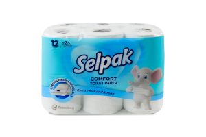 Папір туалетний 2-х шаровий Comfort Selpak 12шт