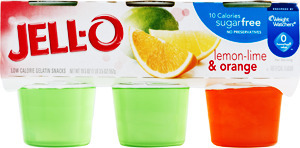 JELL-O Gelatin Snacks Lemon-Lime & Orange Sugar Free - 6 CT