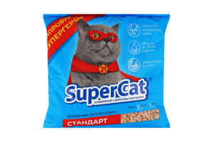 Наполнитель гигиенический древесный для кошачьего туалета Стандарт Super Cat 1кг
