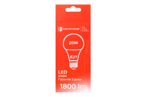 Лампа світлодіодна LED E27 4100K 20W A95 Electro House
