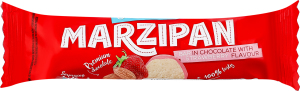 Батончик марципановий в шоколаді з ароматом полуниці 40г Skriveru