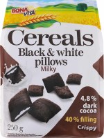 Подушечки зернові з молочною начинкою Black&White Bona Vita м/у 250г