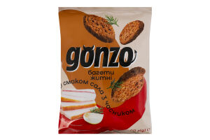 Сухарики ржаные со вкусом сала с чесноком Гренки Gonzo м/у 50г