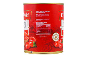 Томати очищені в томатному соку 830г ж/б з ключем Гурман