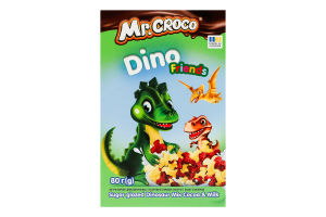 Завтраки сухие глазированные сахарной глазурью с какао и молоком Динозаврики Микс Mr. Croco к/у 80г