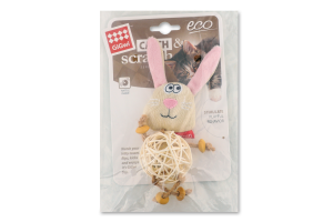 Іграшка д/котів Кетч енд Скрейч Зайчик з плетеним м"ячиком та дзвіночком 10см ГіГві