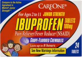CareOne Junior Strength Ibuprofen 100mg Grape Flavored Chewables - 24 CT