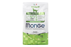 Корм сухой полнорационный для взрослых котов с мясом кролика Monoprotein Natural superpremium Monge м/у 1.5кг