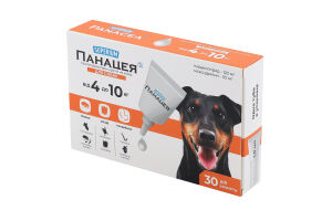 Краплі протипаразитарні д/собак від 4кг до 10кг Панацея 1мл Суперіум